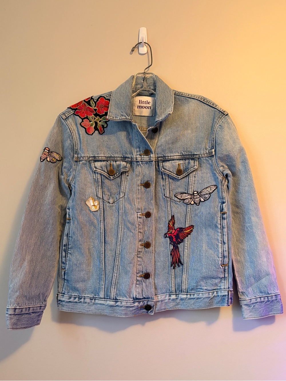 Aritzia Little Moon Denim Patch Jean Jacket X-Small XS